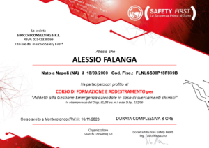 corso di formazione e addestramento per - addetti alla gestione emergenza aziendale in caso di sversamenti chimici_Alessio Falanga